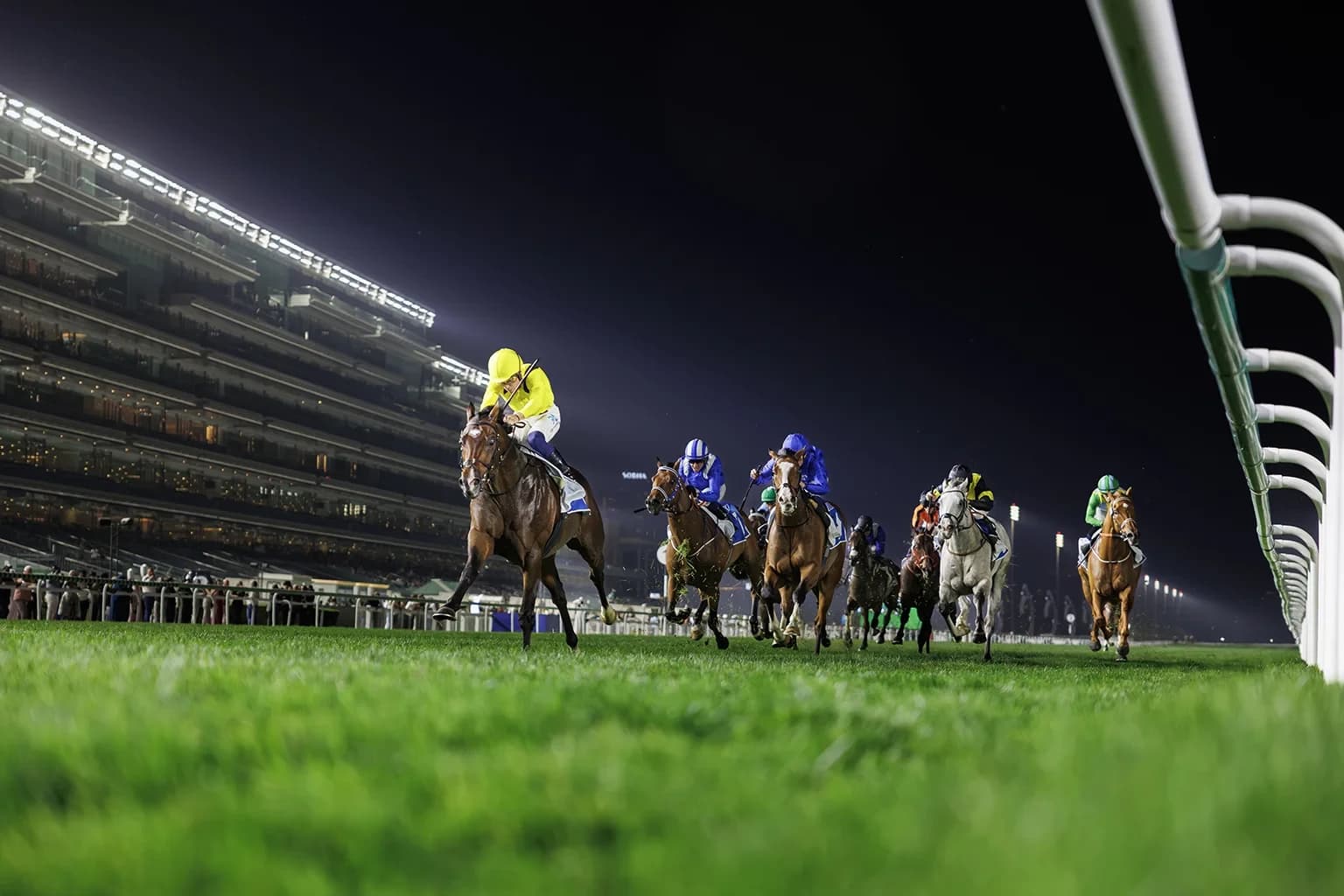 Horse racing at Meydan Racecourse — archive Dubai Racing Club photograph